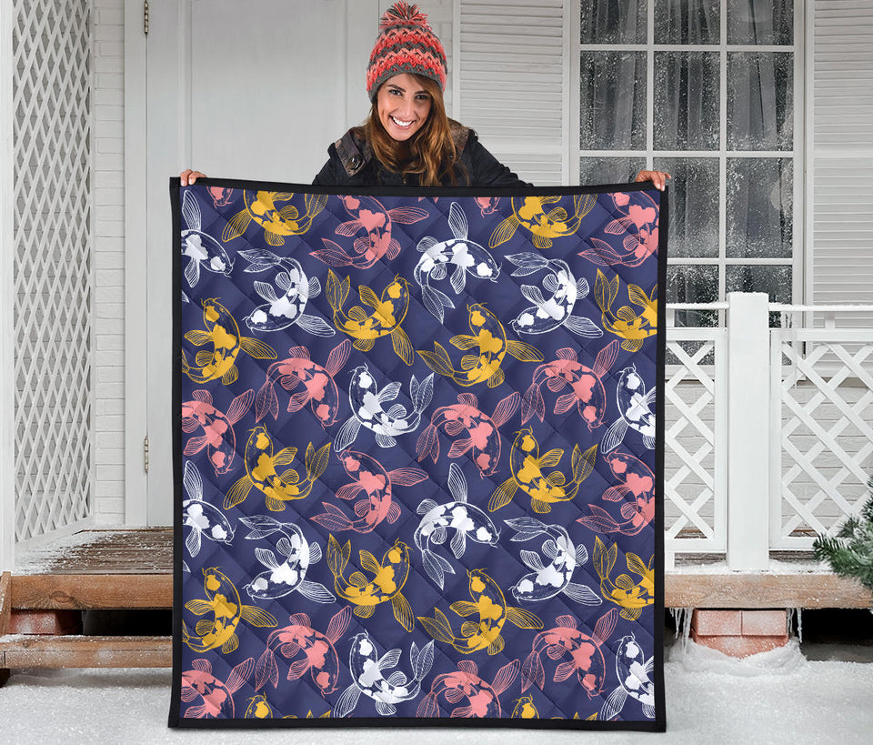 Koi Fish Carp Fish Pattern Premium Quilt