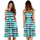 Cute Octopuses Heart Striped Background Sleeveless Midi Dress