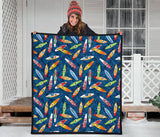 Surfboard Pattern Print Design 01 Premium Quilt
