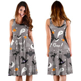 Halloween Design Pattern Sleeveless Midi Dress