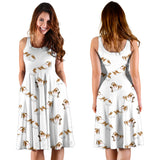 Jack Russel Pattern Print Design 04 Sleeveless Midi Dress