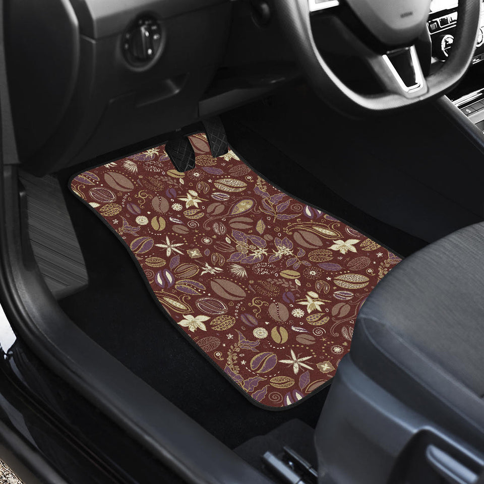 Coffee Bean Flower Pattern Front Car Mats