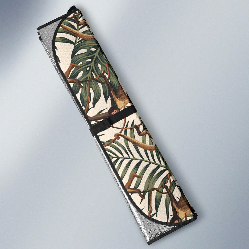 Monkey Tropical Leaves Background Car Sun Shade