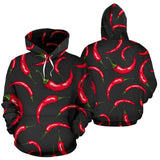 Chili Peppers Pattern Black Background Men Women Pullover Hoodie