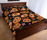 Pumpkin flowers spiderweb Halloween theme Quilt Bed Set