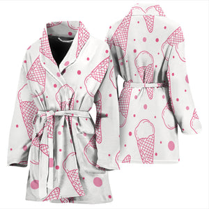 Hand Drawn Ice Cream Pattern Women'S Bathrobe