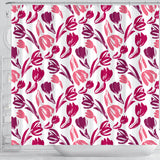 Pink Sketch Tulip Pattern Shower Curtain Fulfilled In US