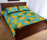 Banana Palm Leaves pattern background Quilt Bed Set