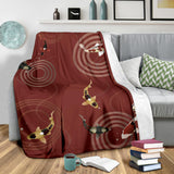 Koi Fish Carp Fish Red Background Premium Blanket