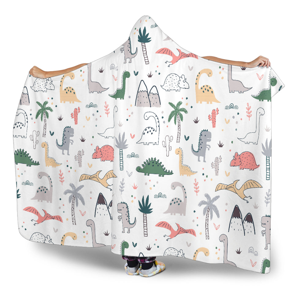 Cute Cartoon Dinosaurs Tree Pattern Hooded Blanket