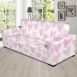Watercolor Pink Heart Pattern Sofa Slipcover