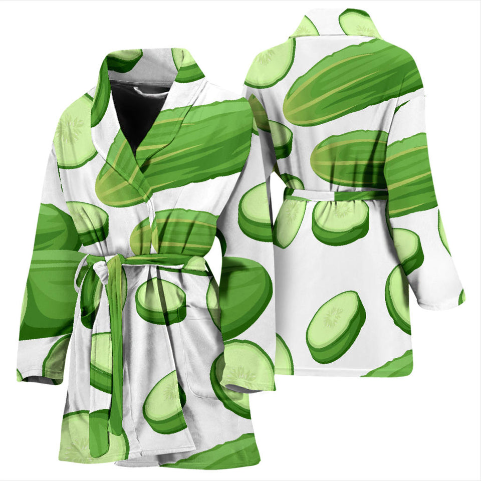 Cucumber Whole Slices Pattern Women'S Bathrobe