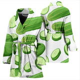 Cucumber Whole Slices Pattern Women'S Bathrobe