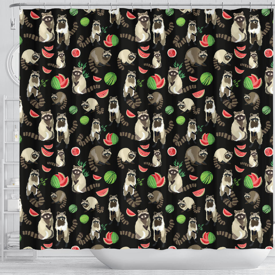 Raccoon Watermelon Pattern Shower Curtain Fulfilled In US