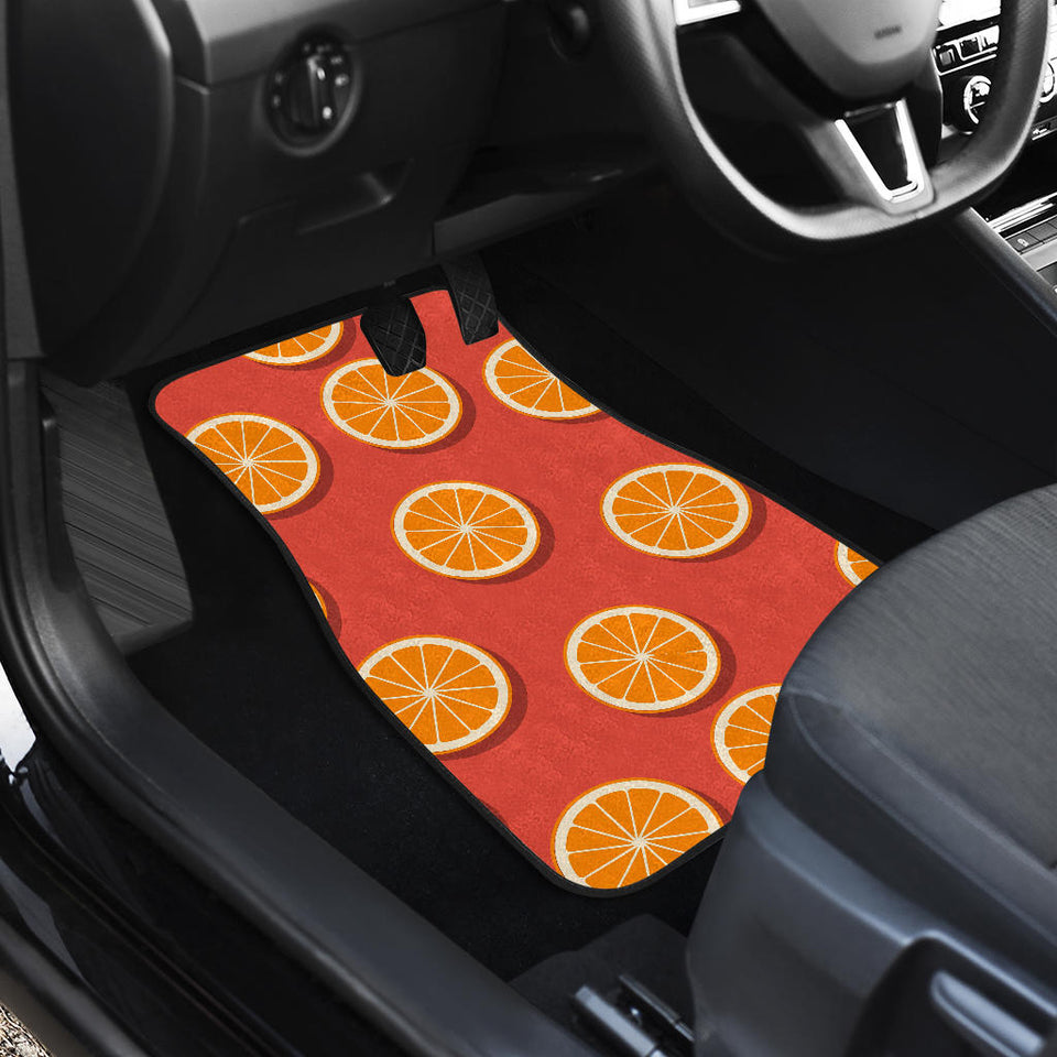 Oranges Pattern Red Background Front And Back Car Mats