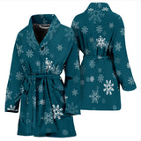 Snowflake Pattern Dark Background Women'S Bathrobe