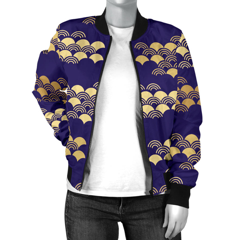 Beautiful Japanese Fan Pattern Women'S Bomber Jacket