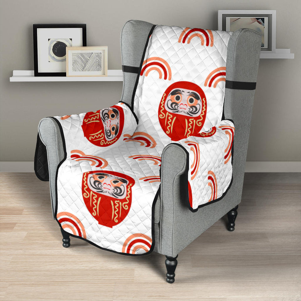 Daruma japanese wooden doll design pattern Chair Cover Protector