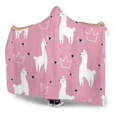 Llama Alpaca Pink Background Hooded Blanket
