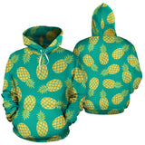 Pineapples Pattern Green Background Men Women Pullover Hoodie