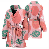 Grapefruit Leaves Flower Pink Background Women'S Bathrobe