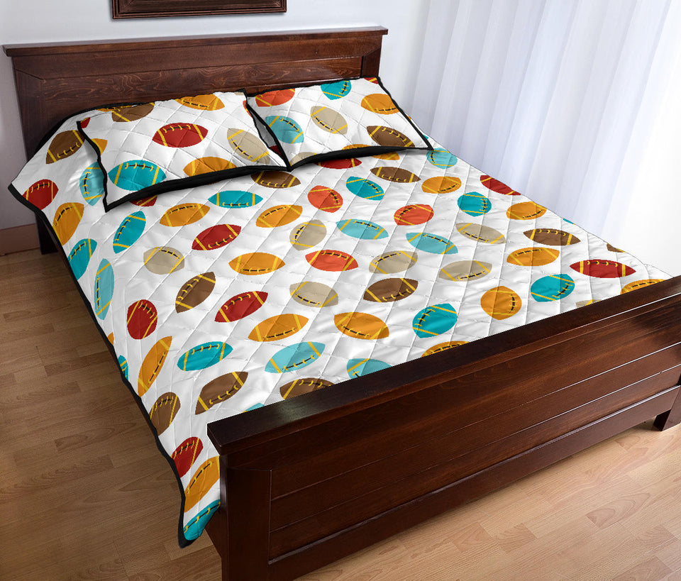 Colorful american football ball pattern Quilt Bed Set