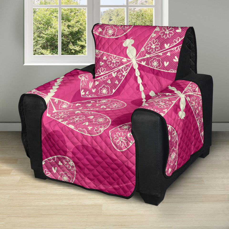 Beautiful dragonfly pink background Recliner Cover Protector