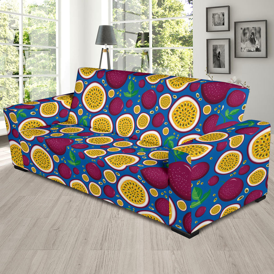 Passion Fruit Blue Background Sofa Slipcover