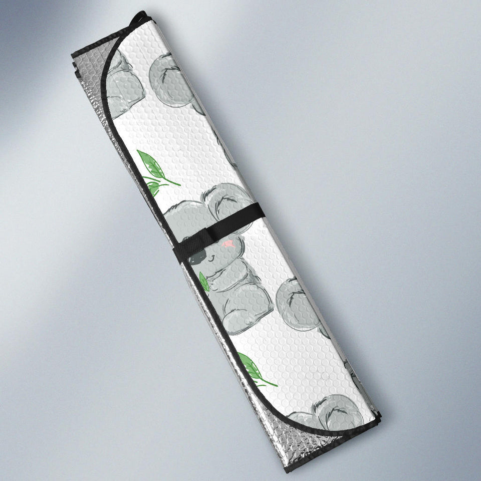 Hand Drawn Koala Leaves Pattern Car Sun Shade