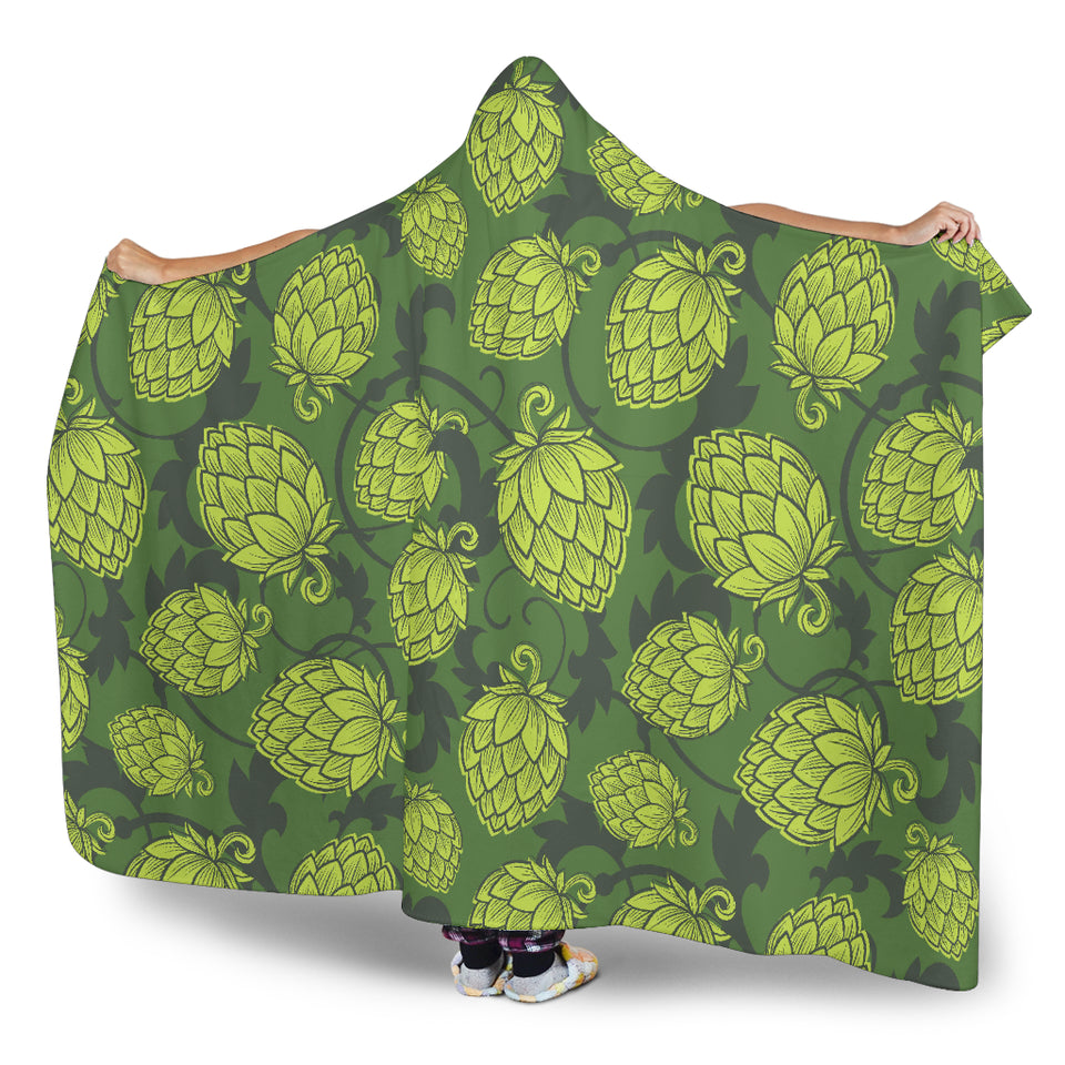 Hop Pattern Hop Cone Background Hooded Blanket