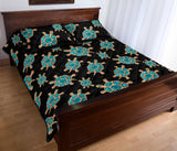 Sea turtle blue stone pattern Quilt Bed Set