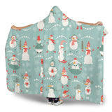 Cute Snowman Pattern Hooded Blanket