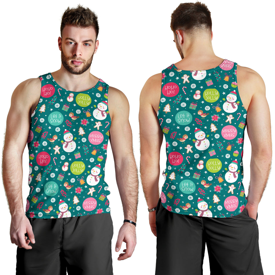 Snowman bird decorative elements christmas pattern Men Tank Top