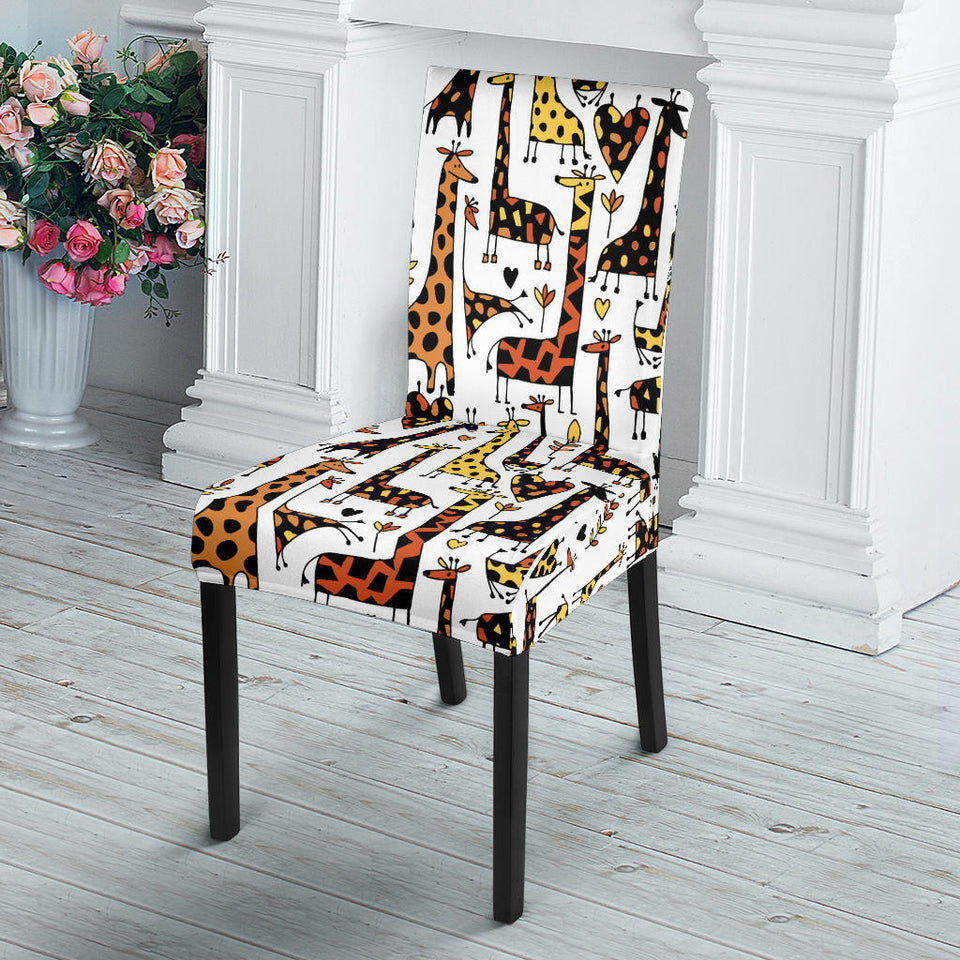 Giraffe Pattern Print Design 05 Dining Chair Slipcover