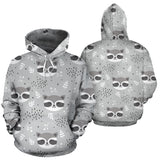 Cute Raccoons Leaves Dot Men Women Pullover Hoodie