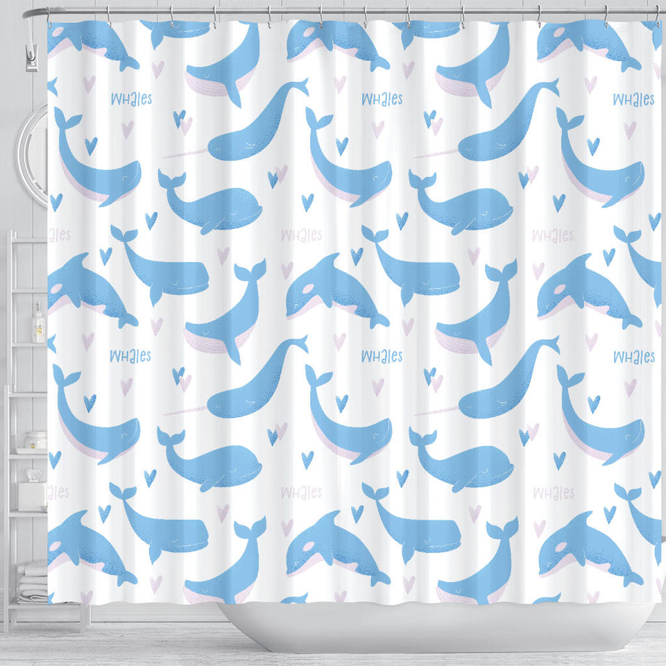 Blue Whale Pattern Shower Curtain Fulfilled In US