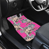 Chameleon Lizard Pattern Pink Background Front And Back Car Mats