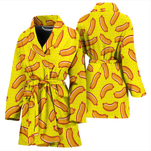 Sausage Pattern Print Design 01 Women's Bathrobe