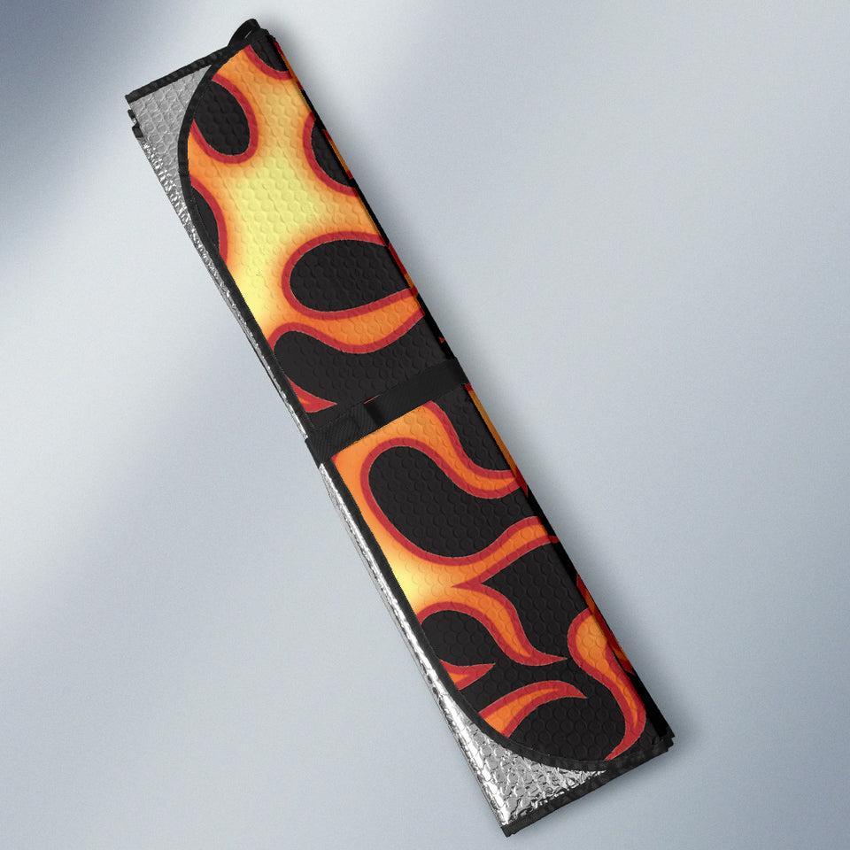 Fire Flame Dark Pattern Car Sun Shade