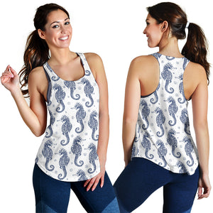 Seahorse pattern background Women Racerback Tank Top