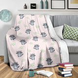 Cute Raccoons Leaves Pattern Premium Blanket