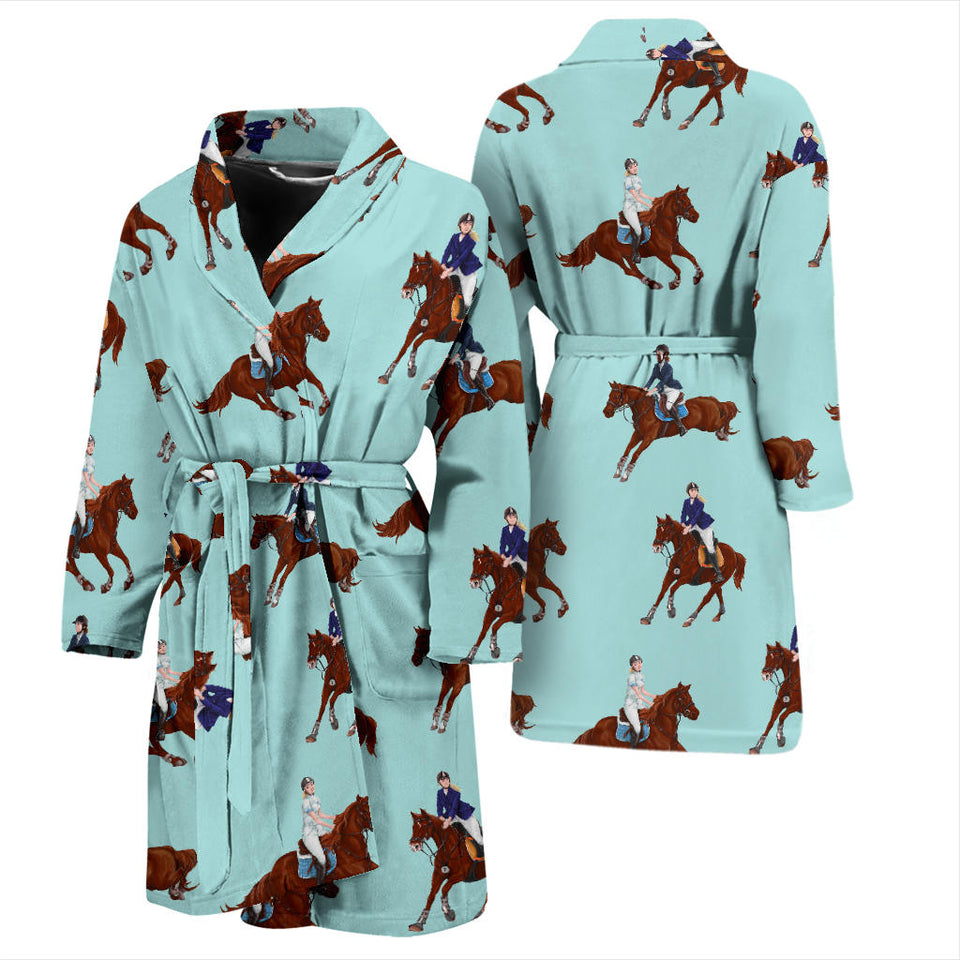 Horses Running Horses Rider Pattern Men'S Bathrobe