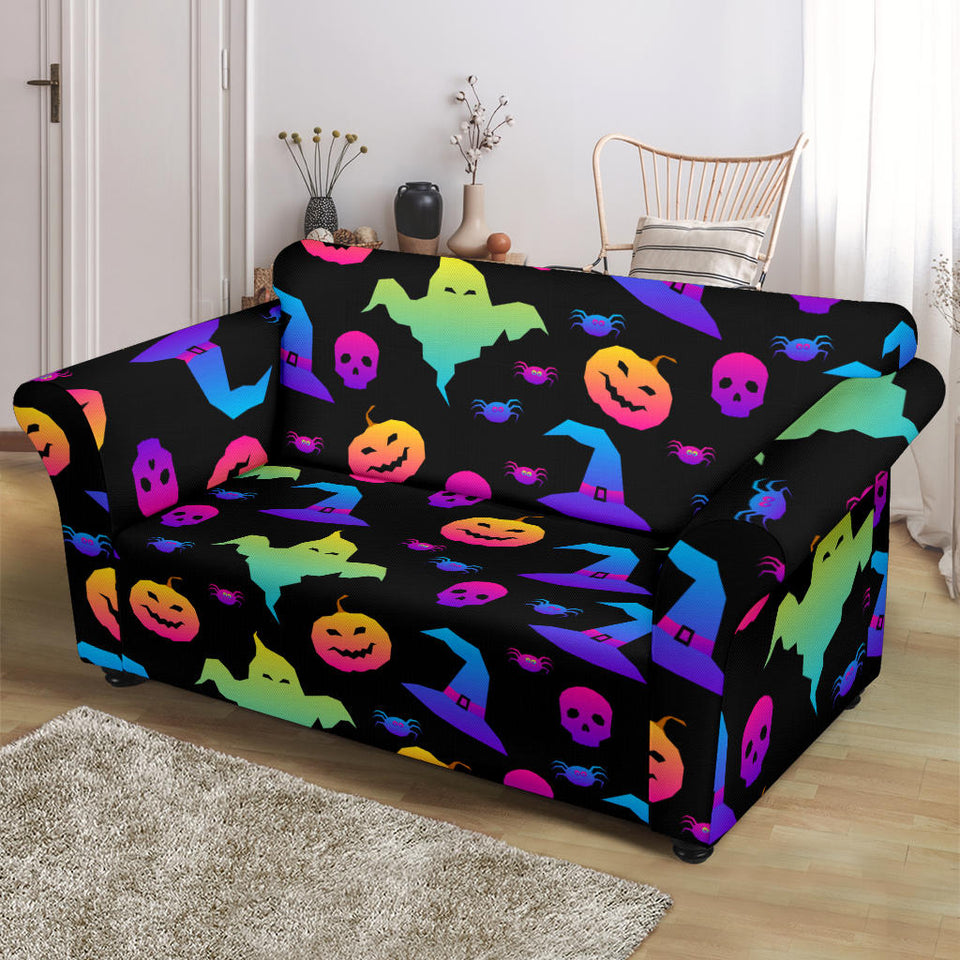 Colorful Halloween Background Loveseat Couch Slipcover
