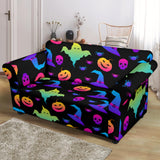 Colorful Halloween Background Loveseat Couch Slipcover