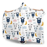 Cute Sleeping Sheep Moon Cloud Pattern Hooded Blanket