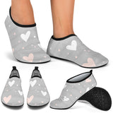 Heart Pattern Gray Background Aqua Shoes