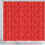 Strawberry Pattern Red Background Shower Curtain Fulfilled In US