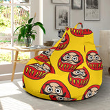 Daruma Japanese Wooden Doll Yellow Background Bean Bag Cover
