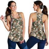 Monkey tropical leaves background Women Racerback Tank Top