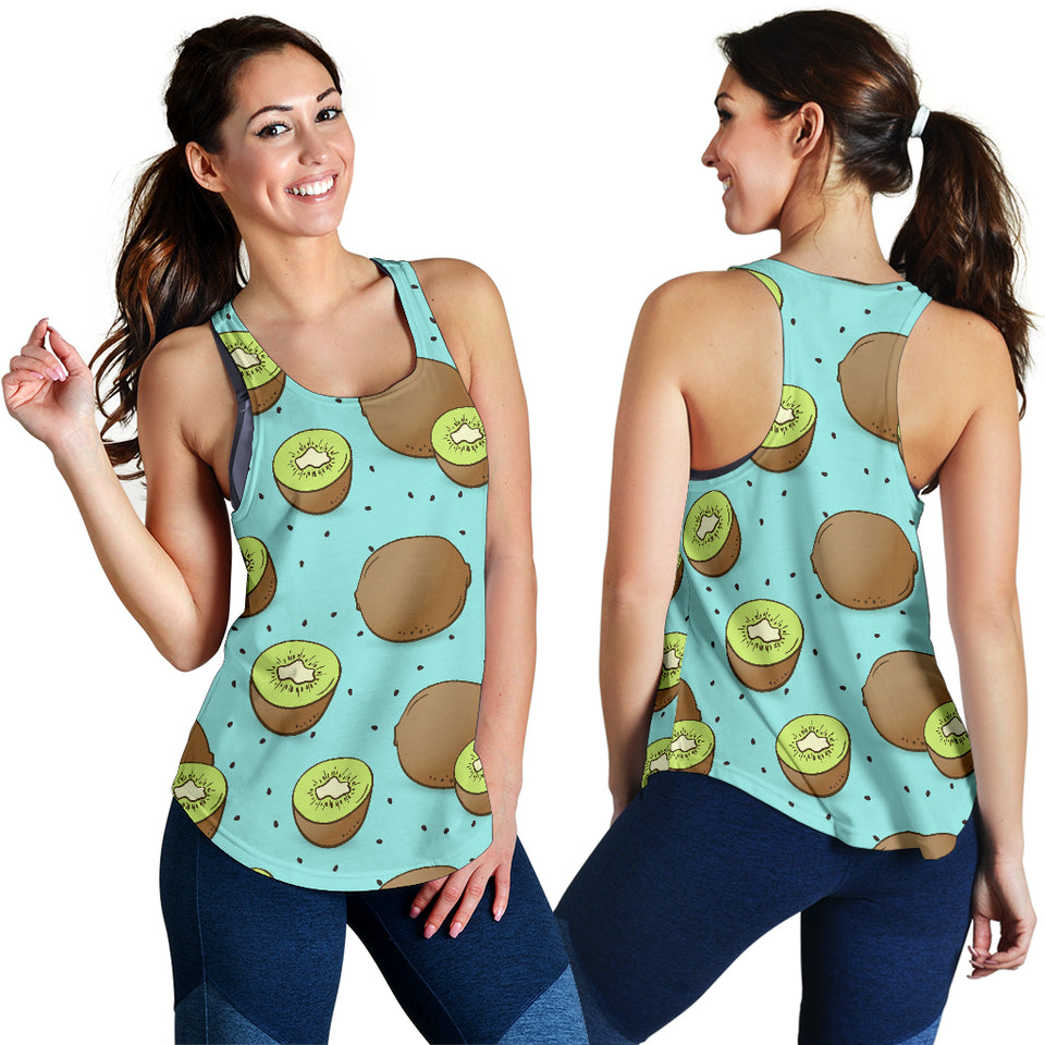 Kiwi blue background Women Racerback Tank Top